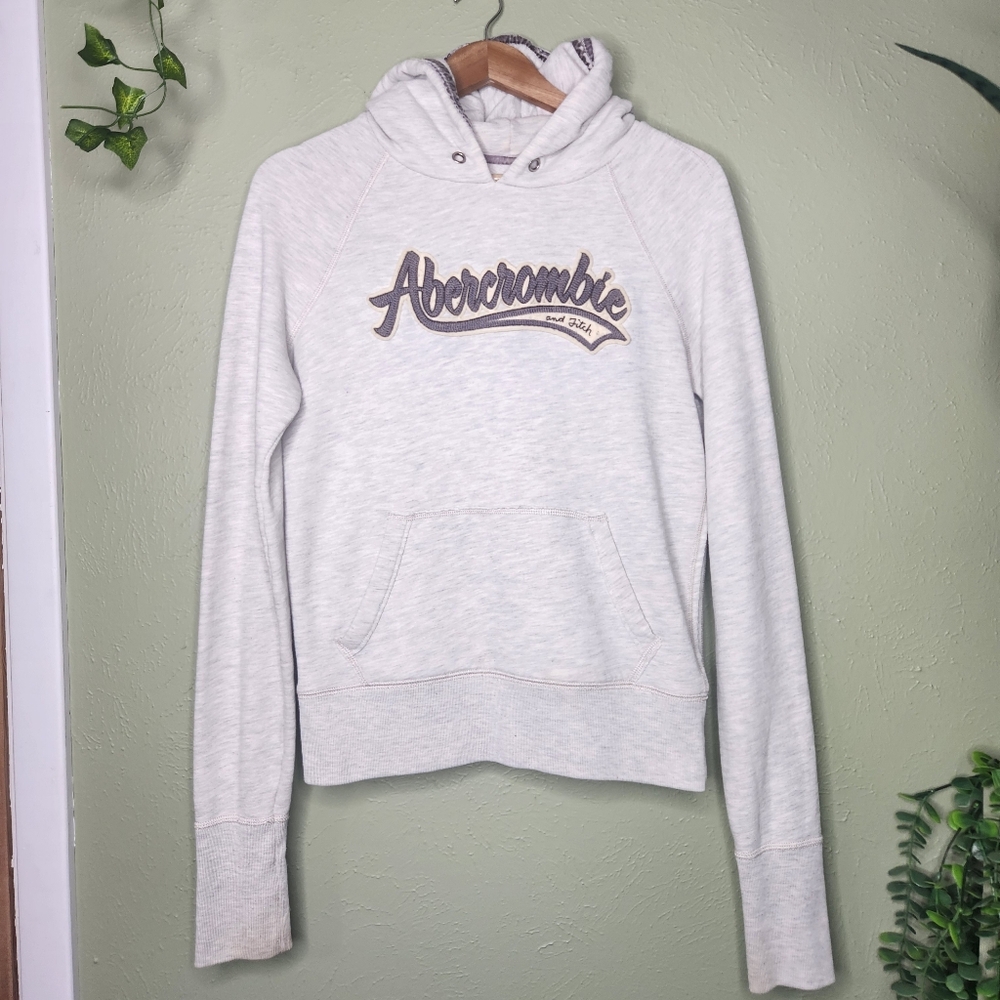Y2K Abercrombie & Fitch Gray Logo Hoodie Large